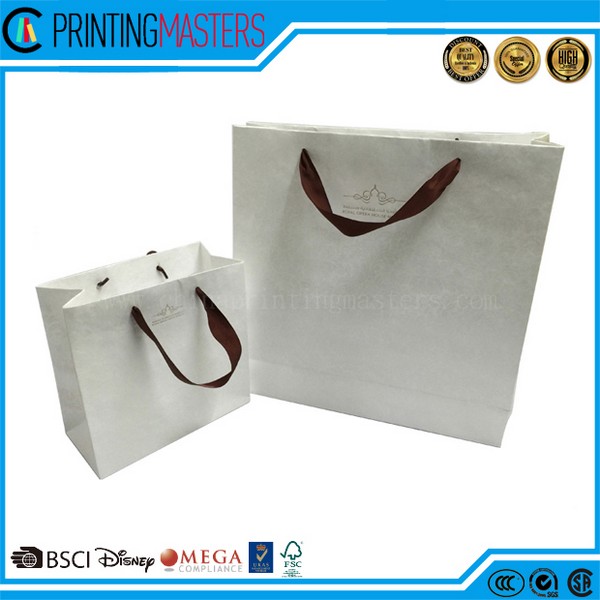 2017 Printed Paper Bag With Ribbon Handle 