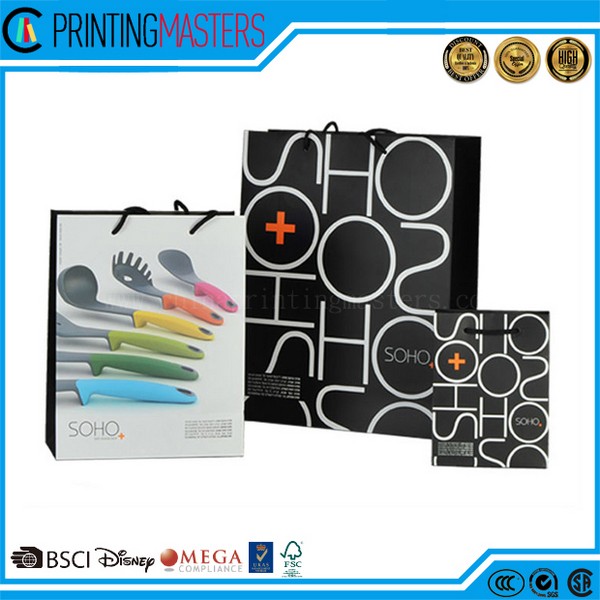 CMYK Printing Gift Paper Bag With Cotton Handle