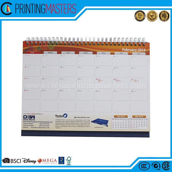 High Quality Custom Printed Paper Calendar 2017