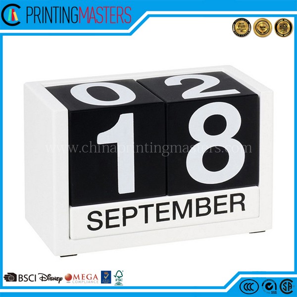 Promotional Custom Logo Wooden Block Desk Calendar Printing