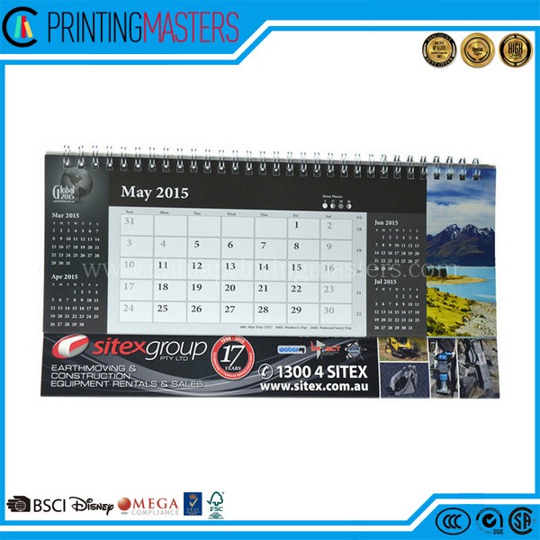 2017 Cheap Spiral Bound Desk Calendar Printing China