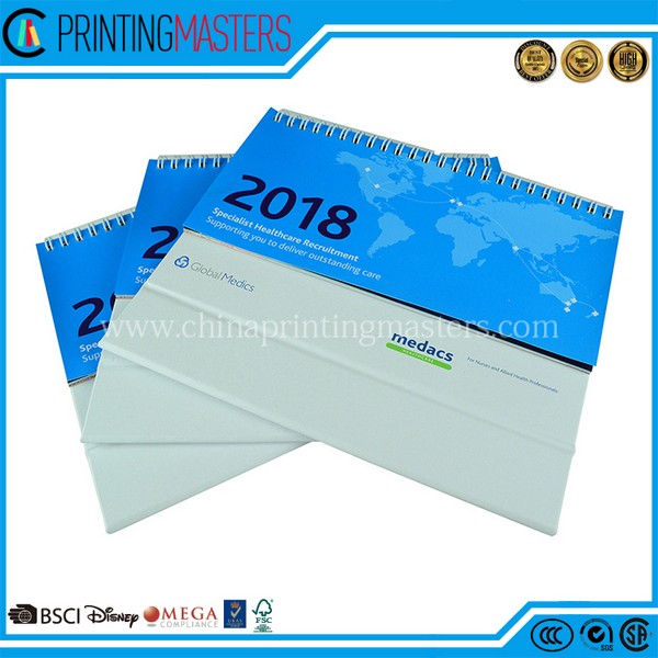 2018 New Design Spiral Binding Desk Calendar Printing China
